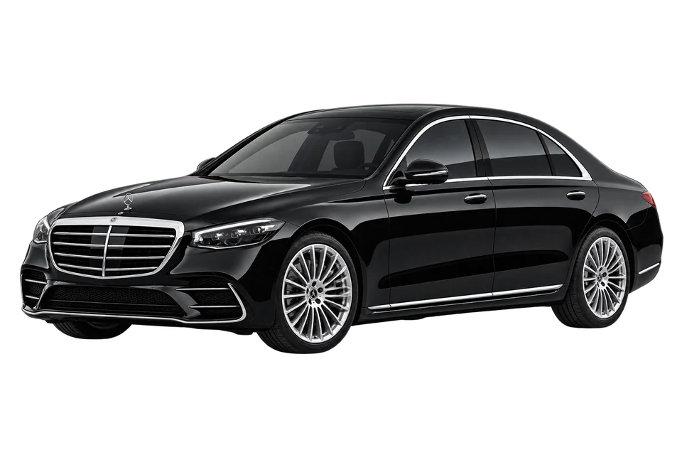 Illustrative black First Class sedan for a Boston corporate chauffeur request